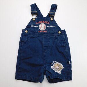 Blue Baseball Theme Short Overalls Baby Boy 24 Months 24M